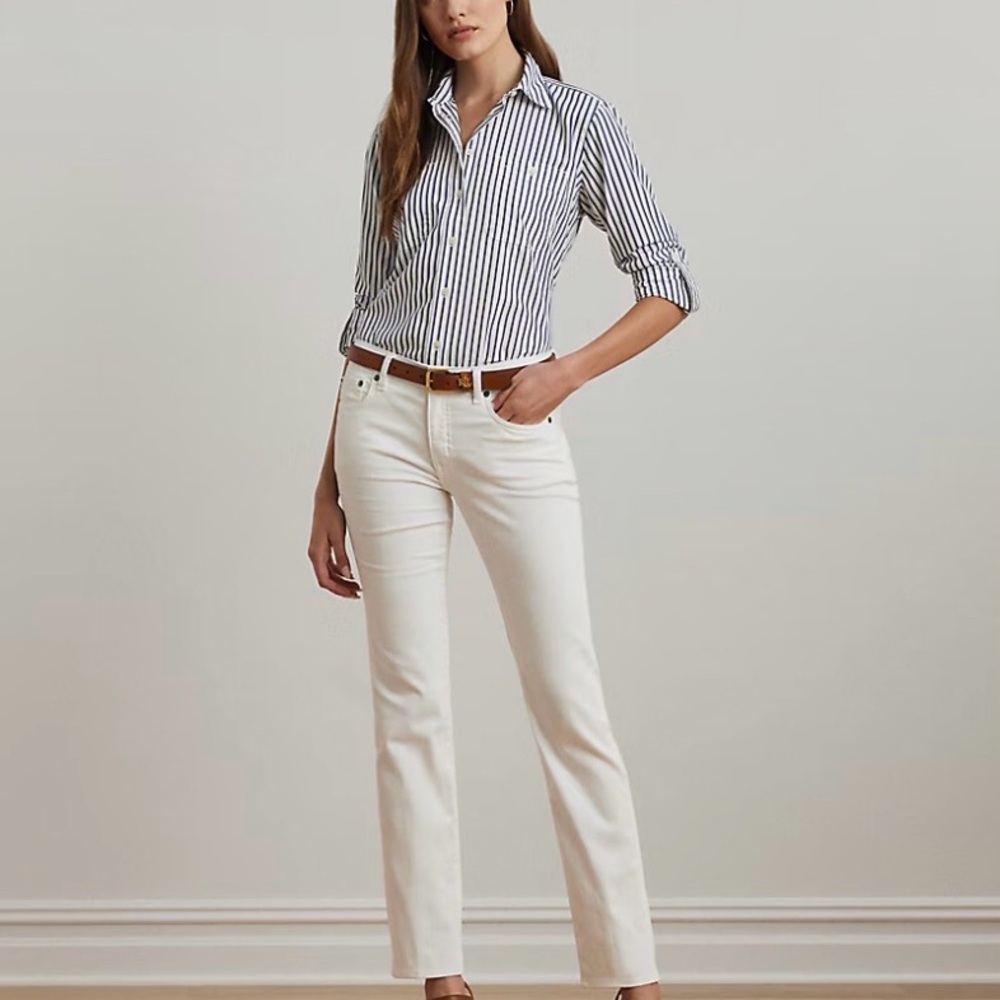Ralph Lauren Classic White Cotton Mid-Rise Straight Jean Size 12
